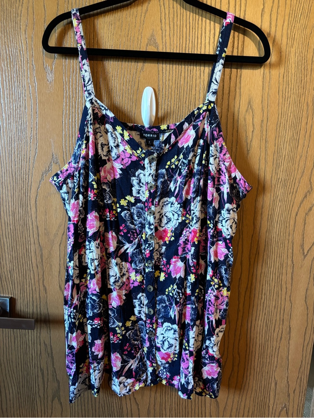 torrid Floral Button-Front Tank Top with Pink, Yellow & White Blooms